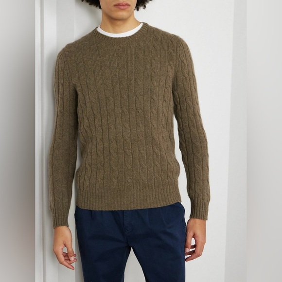 Polo Ralph Lauren Cable-Knit Cashmere Sweater Olive Brown- Men’s XL